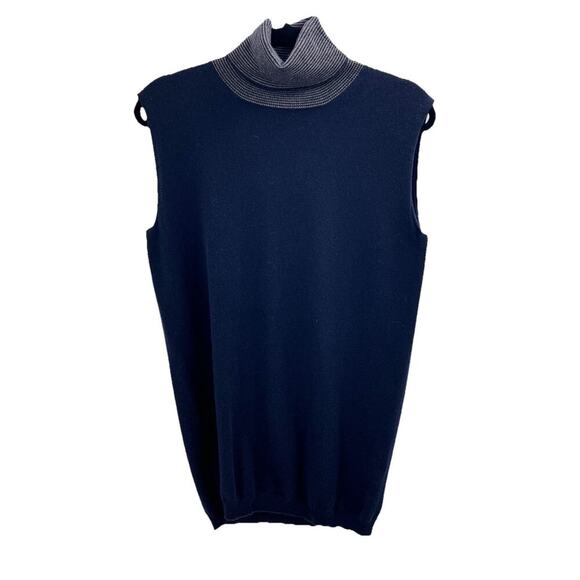 Agnona for Bergdorf Goodman Black Cashmere Turtleneck Sleeveless Sweater - Picture 1 of 6